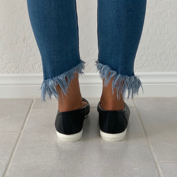 Black Perforated Sporty Sole Loafer Flats - Picture 2 of 5